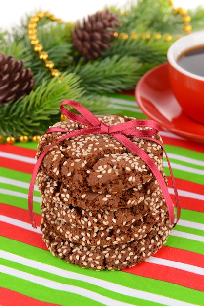 Biscuits Sucrés Avec Tasse De Thé Sur Table Close-up