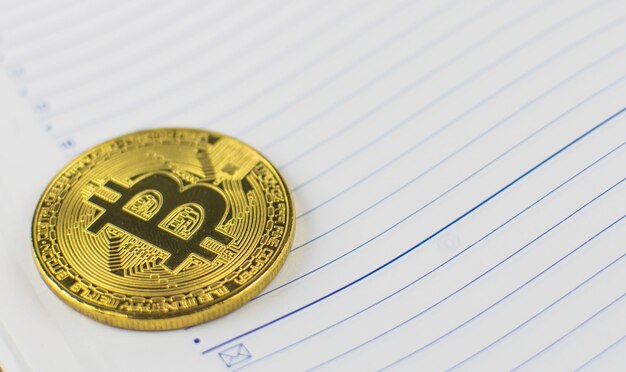 Bitcoin allongé sur le journal