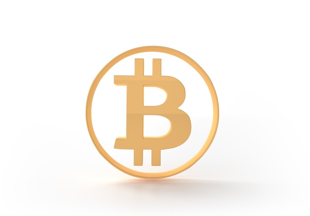 Photo bitcoin coin crypto money sur texte d'or isolé sur fond blanc. illustration 3d