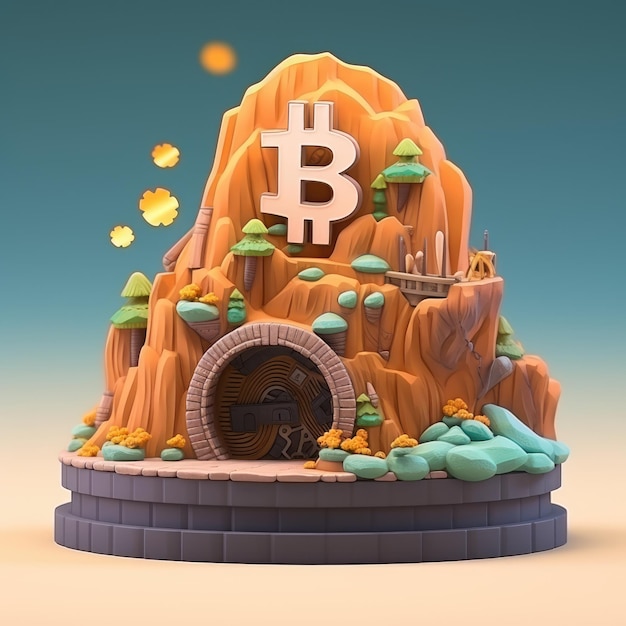 Bitcoin crypto icônes 3D style dessin animé boutons brillants pour l'interface Web éducation préscolaire pour les enfants espace de copie arrière-plan isolé