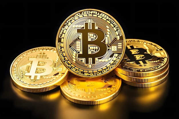 Bitcoin Crypto-monnaie isolé sur un fond transparent Concept d'entreprise