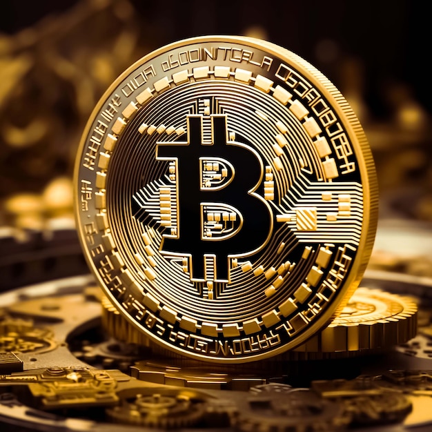 Bitcoin cryptocurrency argent numérique symbole bitcoin d'or Coins AI image générée