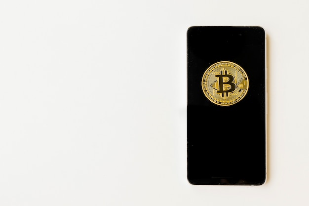 Un Bitcoin Cryptocurrency Numérique Bit Coin BTC Devise Technologie Business Internet Concep