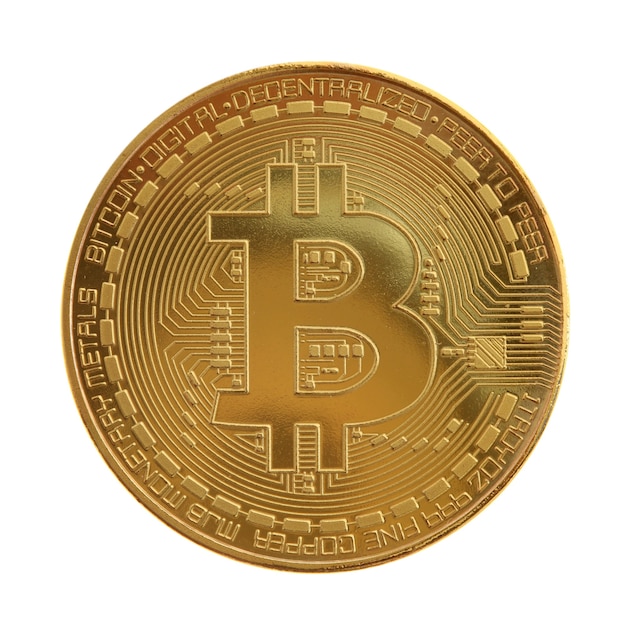 Bitcoin doré isolé sur blanc