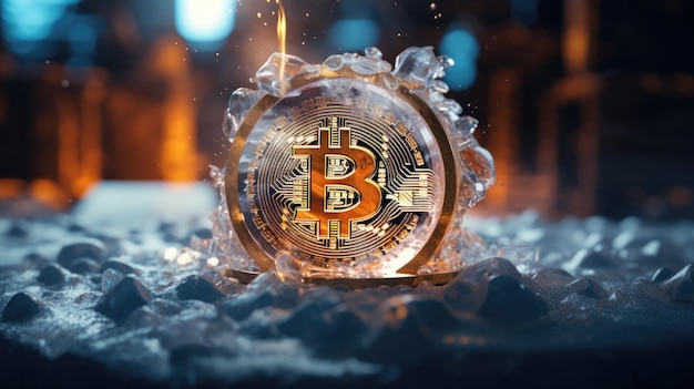 Bitcoin gelé dans la glace son prix gelé en place