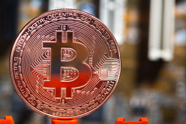 Bitcoin Monnaie Numérique Sur La Carte Mère