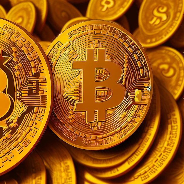 Bitcoin Pièce de monnaie physique Monnaie numérique Crypto-monnaie générée par l'IA