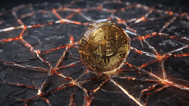 Bitcoin sur une surface noire