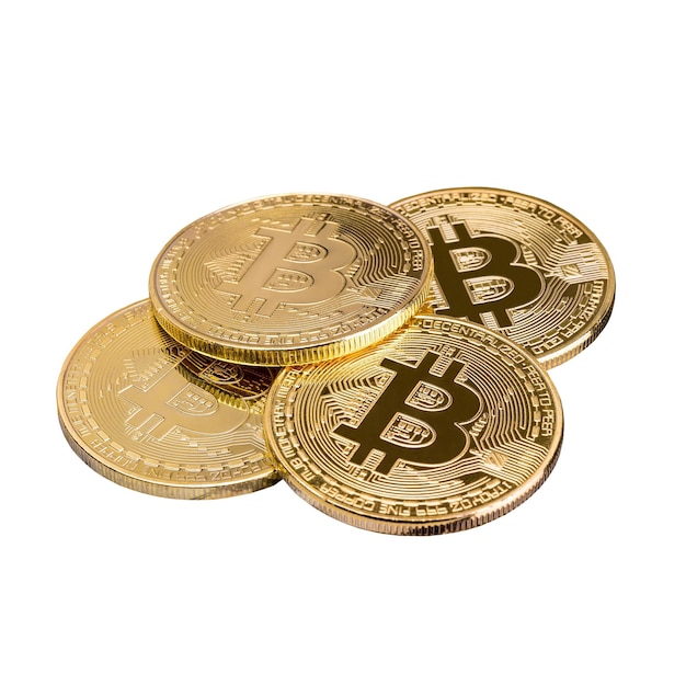 Bitcoins sur fond blanc