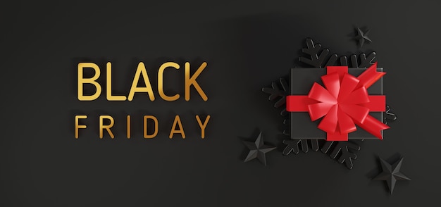 Black Friday Sale Gift box close cover premium design creative present template rendu 3D