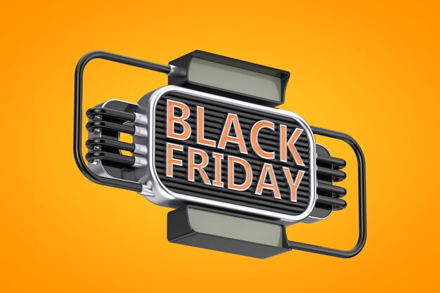 Black Friday Sale Industrial Style Sign sur fond orange. Rendu 3D