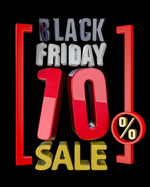 Photo black friday sale xx % ventes mot sur fond noir illustration rendu 3d.