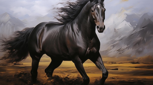 Black Horse HD 8K Papier peint image photographique