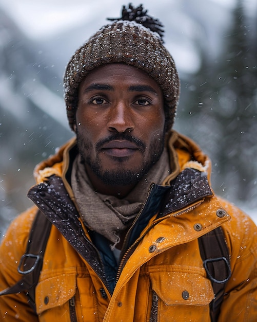 Photo a black man in rugged outdoor wear wallpaper