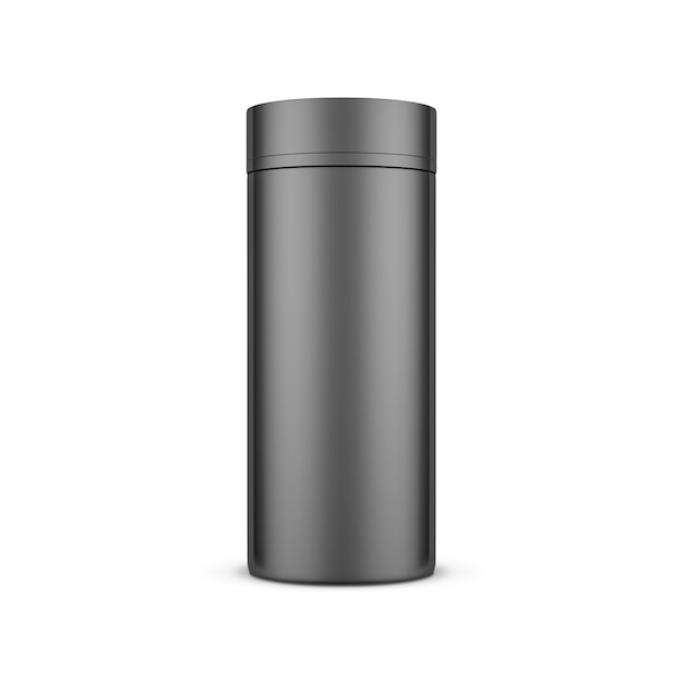 Black Tube Tin can thermos Mockup, rendu 3d