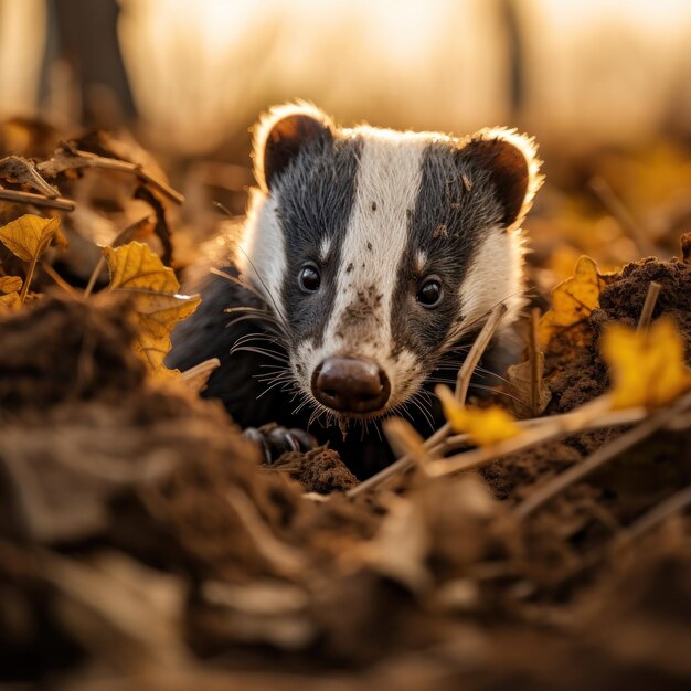 Photo le blaireau dans son habitat naturel photographie de la faune artificielle générative