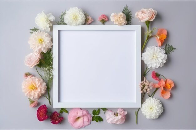 Blanc de belles fleurs Cadre avec fleur isolée généré avec l'IA