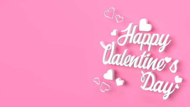 Le blanc happy valentine day sur fond rose pour le rendu 3d du concept de vacances