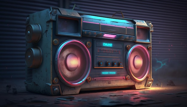 Blast from the Past 80s Ghetto Blaster aux couleurs fluo