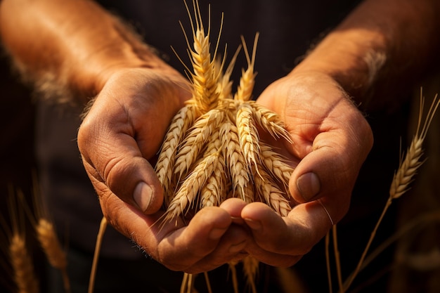 Le blé entre les mains d'un fermier