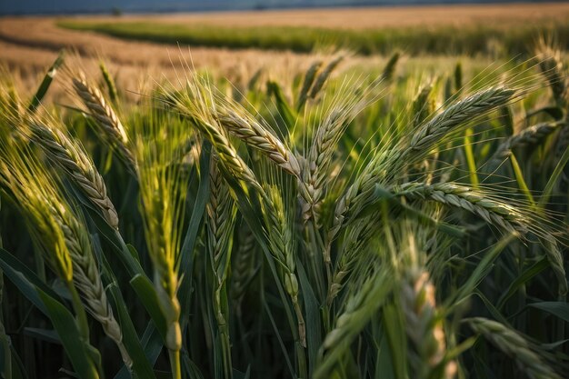 Le blé nouvellement cultivé dans un champ