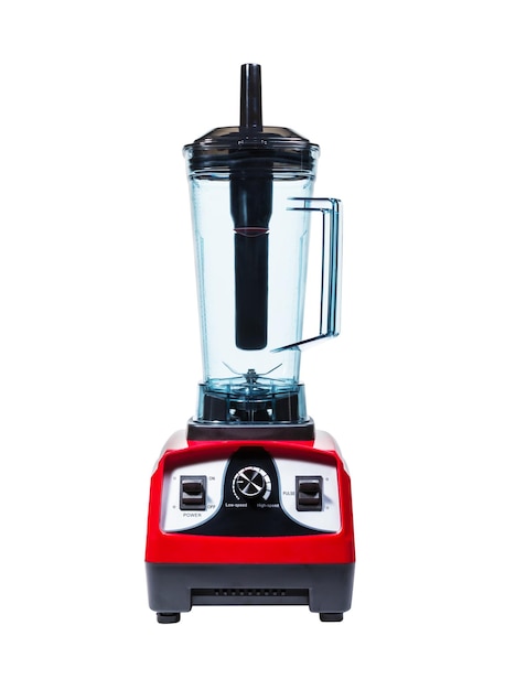 Blender électrique rouge isolé sur le chemin de coupure de fond blanc