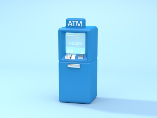 bleu ATM bleu doux rendu 3d