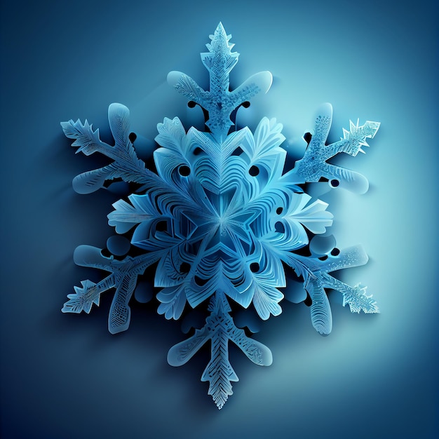 Bleu Beau Flocon De Neige Brillant Hiver Fond Generative AI