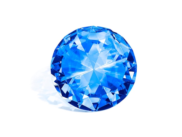 Bleu diamant éblouissant sur fond blanc