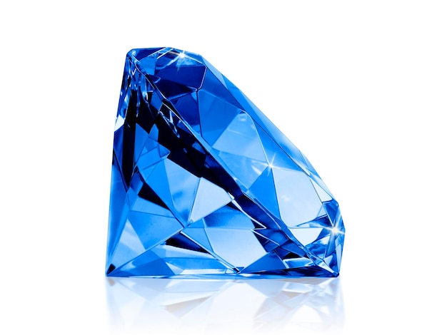 Bleu diamant éblouissant sur fond blanc