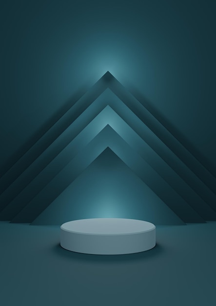 Bleu sarcelle illustration 3D produit minimal affichage fond cylindre stand abstrait pyramide triangl