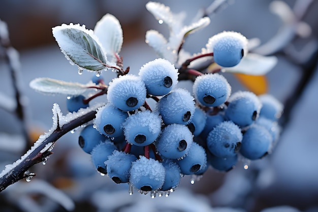 Bleuets entourés de neige