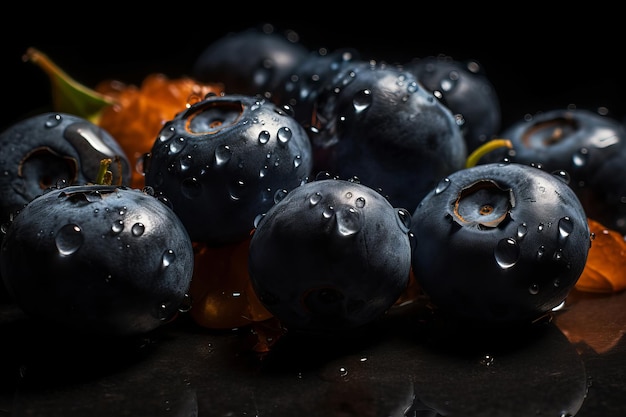 Bleuets sur fond noir