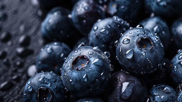 Des bleuets frais et savoureux en arrière-plan