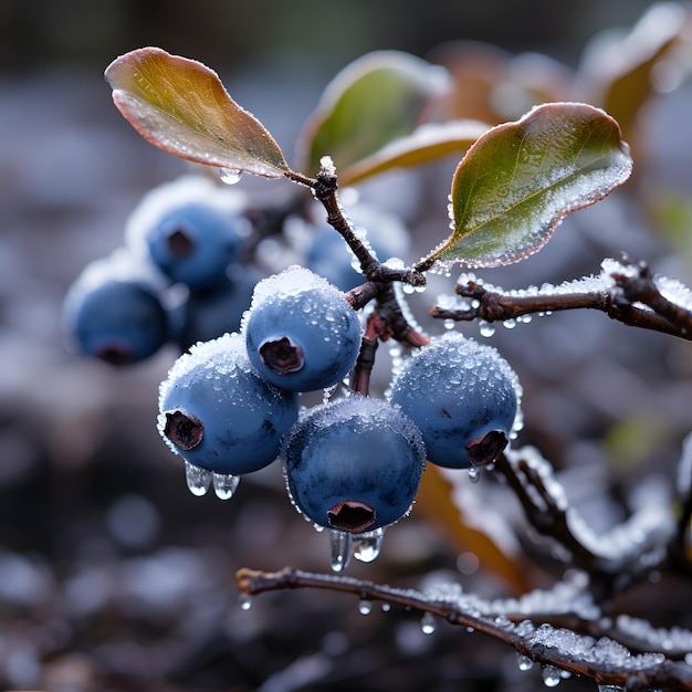 Les bleuets d'hiver dans la neige