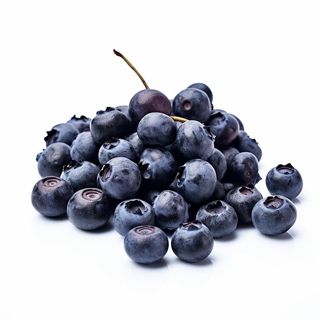 Photo des bleuets séchés sans ombre sur un fond blanc