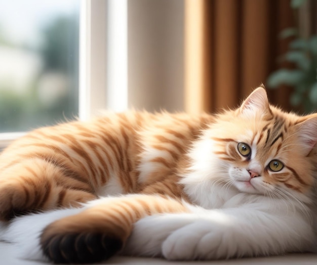 Bliss intérieur Un chat à fourrure mignon savourant une relaxation confortable générée par l'IA