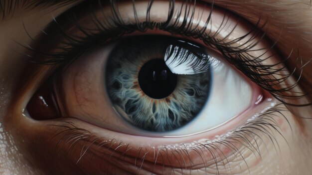 Blissful Blue Eye Une peinture hyperréaliste d'yeux effrayés
