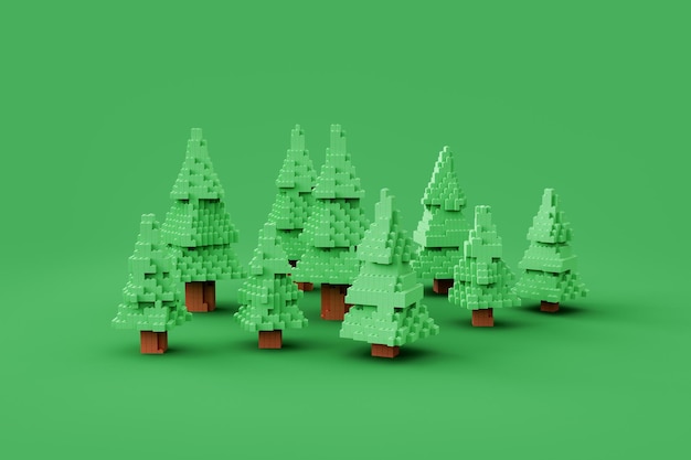 bloc de jouets forêt de pins