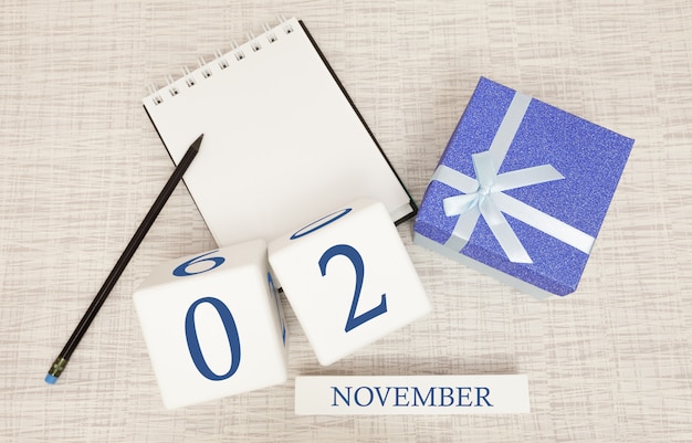 Bloc-notes et calendrier en bois pour le 2 novembre