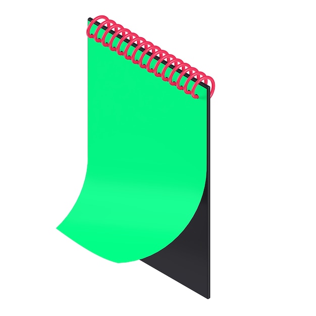 bloc-notes isométrique 3D noir, rouge et vert