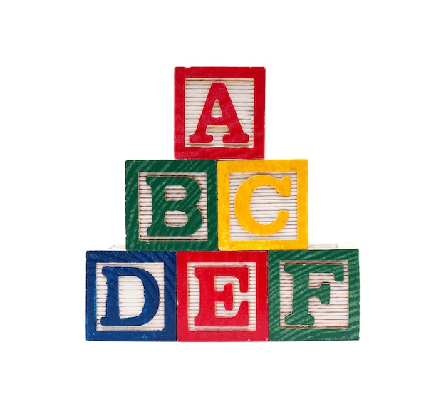Photo blocs de l'alphabet en bois fond blanc isolé