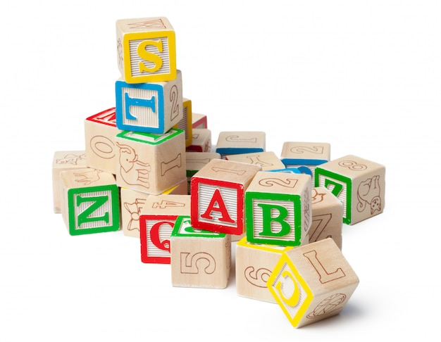 blocs d'alphabet de surface en bois isolés