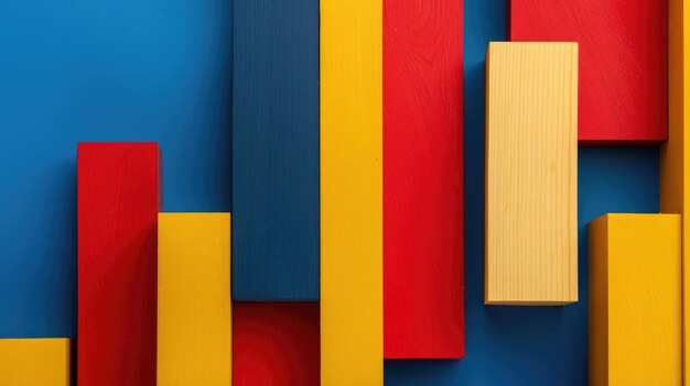 Des blocs de bois colorés alignés chaos grand format 10