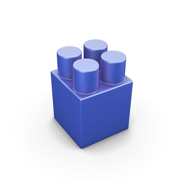 Blocs de construction en plastique bleu isolés sur blanc. Illustration 3D.