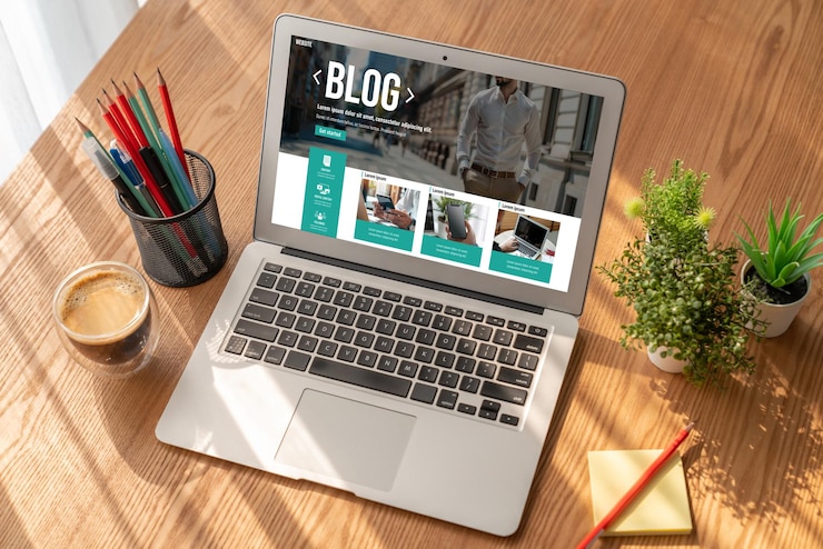 Photo blogging concept web blog médias sociaux réseau d'information à l'aise