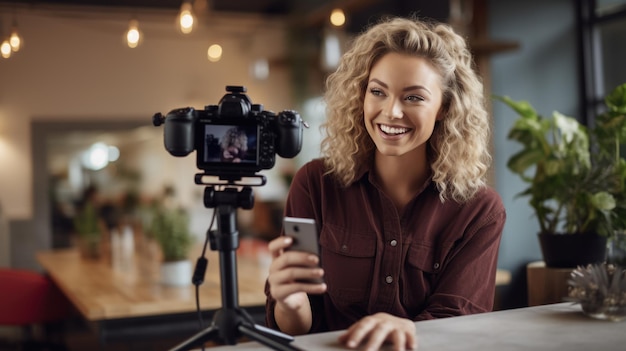 Blogueuse enregistrant une vidéo