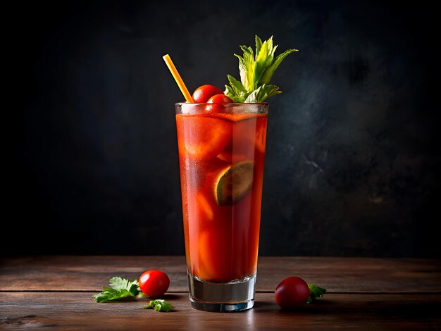 Photo un bloody mary dans un verre.