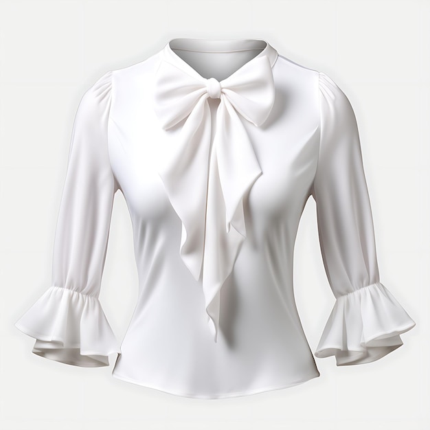 Blouse chiffon nœud papillon style de conception pour les femmes de tous âges vêtements de mode lâches sur un fond propre