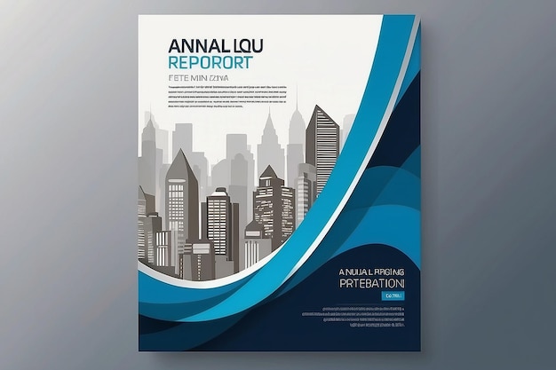 Photo blue annual report brochure flyer design template vector leaflet cover presentation abstract flat background